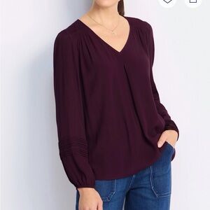 Daniel Rainn Deep Purple V-Neck Blouse